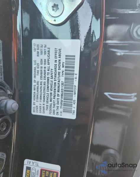 2018 Honda Cr-V Touring from USA, damaged, VIN 7FARW1H99JE011357